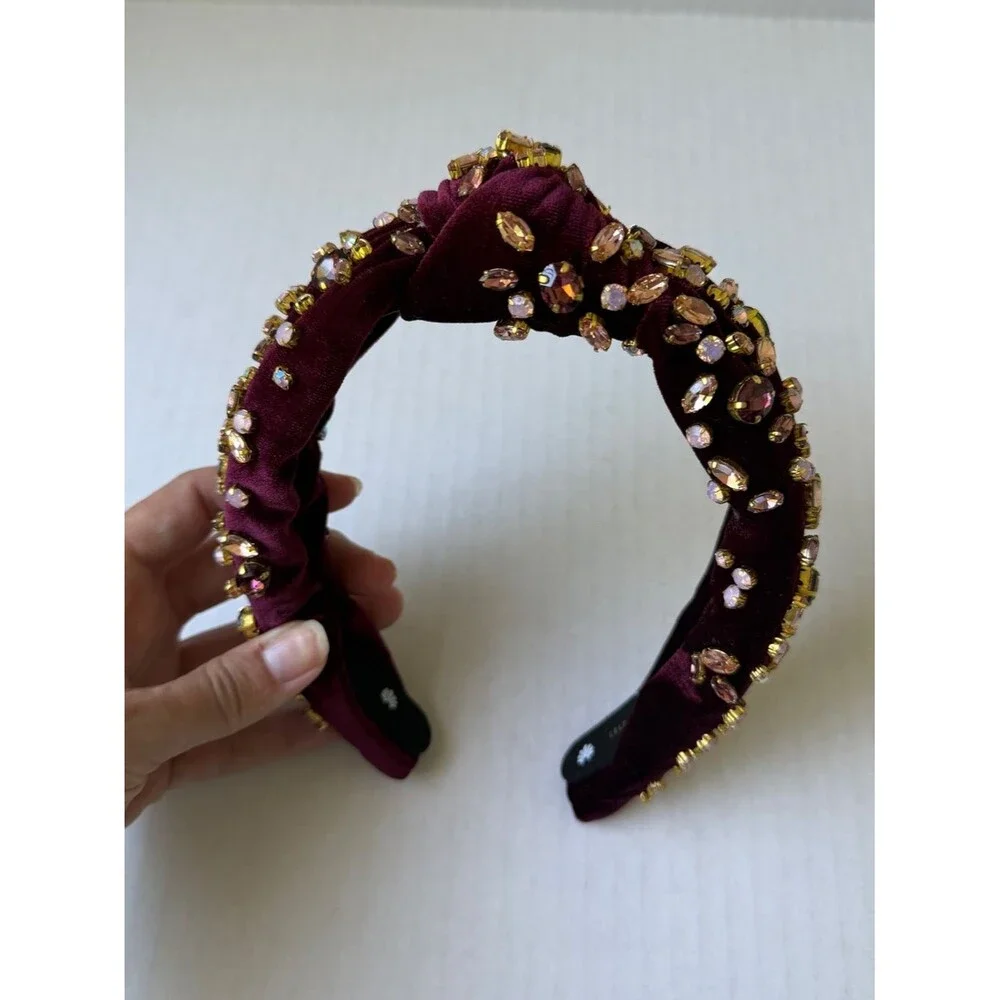 Lele Sadoughi Burgundy Mixed Shape crystal headband